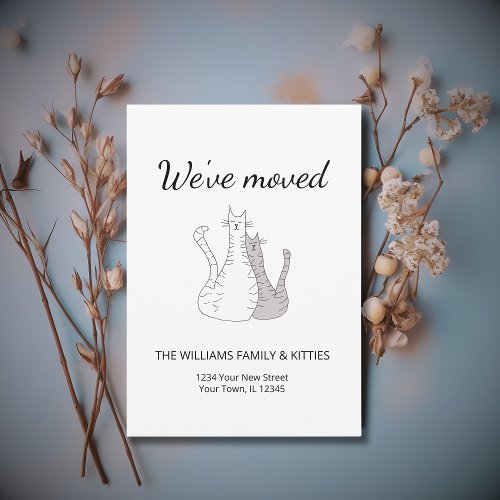 Elegant Weve Moved Cute Cats Moving  Announcement