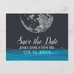 Elegant Whale Under the Moon Wedding Save the Date Announcement Postcard