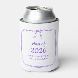 Elegant Whimsical Bow Purple Custom Graduation Can Cooler