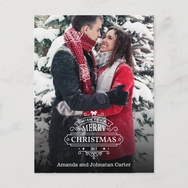 Elegant Whimsical Christmas Holiday Photo Postcard (Front)