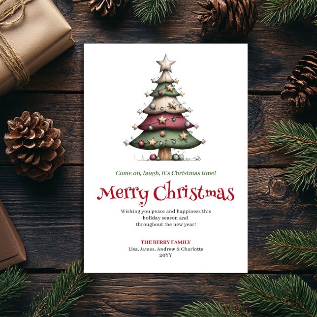 Elegant Whimsical Christmas Tree Holiday Card (Elegant Whimsical Christmas Tree Holiday Card)