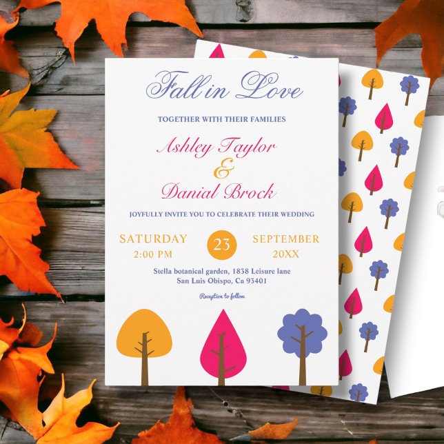 Elegant Whimsical Colorful Rustic Fall Wedding Invitation (Creator Uploaded)