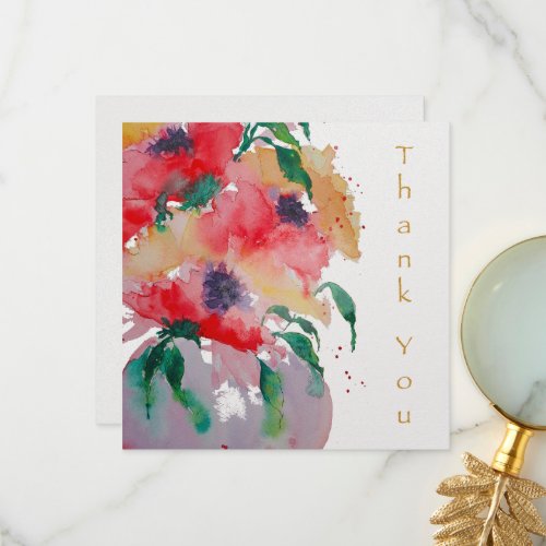 Elegant Whimsical Floral Thank You Card