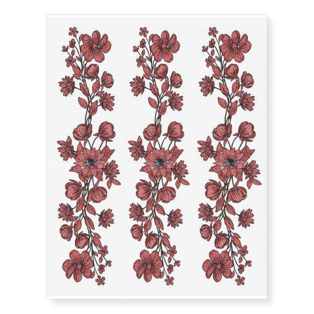 Elegant Whimsical Florals Temporary Tattoos (Front)