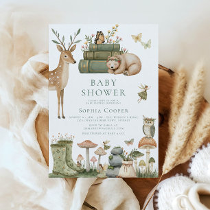 Elegant Whimsical Forest Animals Baby Shower Invitation
