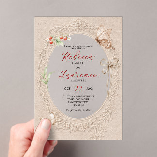 Elegant whimsical frame wedding acrylic invitations