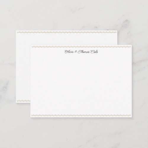 Elegant Whimsical Gold Frame Script Wedding Couple Note Card