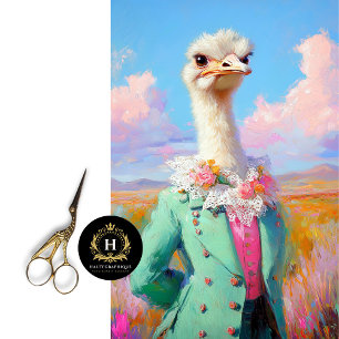 Elegant Whimsical Ostrich Decoupage Tissue Paper
