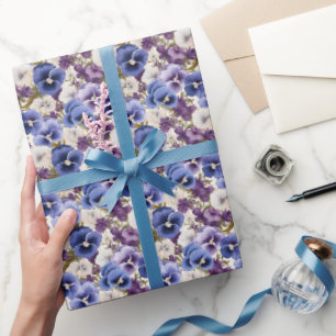 Elegant whimsical pansy tiled wrapping paper