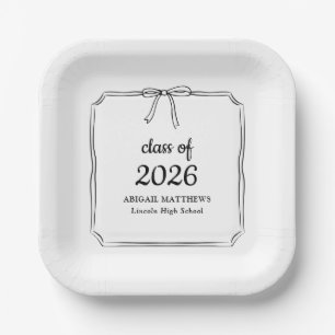 Elegant Whimsical Simple Bow Custom Graduation Paper Plates