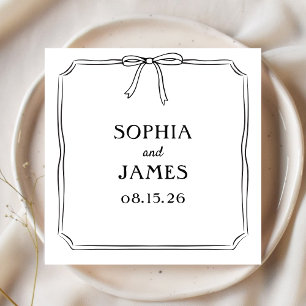 Elegant Whimsical Simple Classic Bow Wedding Napkins