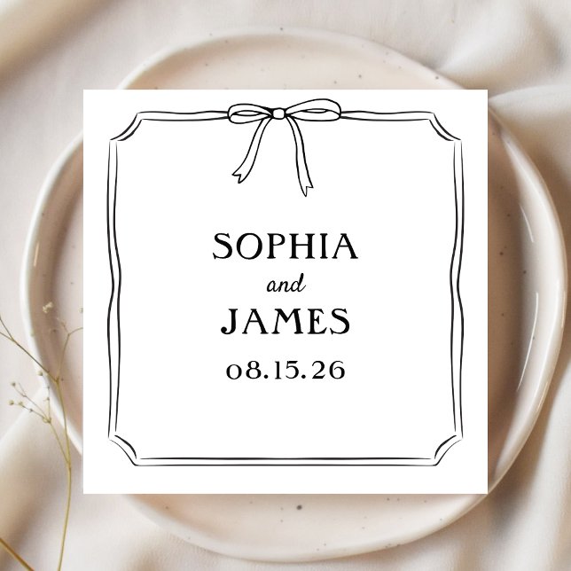 Elegant Whimsical Simple Classic Bow Wedding Napkins (Creator Uploaded)