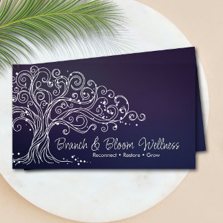 Elegant Whimsical Spiral Branch Tree Business Card