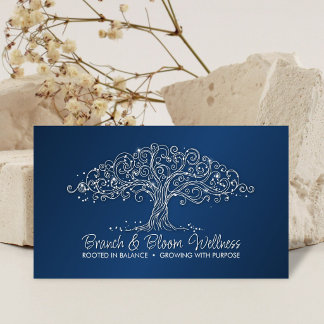 Elegant Whimsical Spiral Branch Tree Business Card