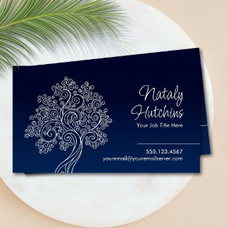 Elegant Whimsical Spiral Tree Business Card