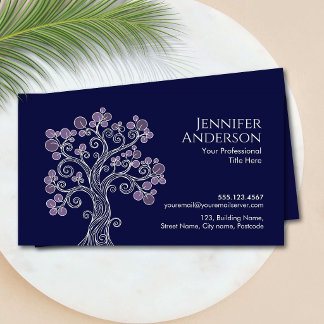 Elegant Whimsical Spiral Tree Modern Business Card