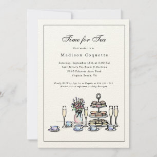 Elegant Whimsical Time for Tea Baby Shower  Invitation