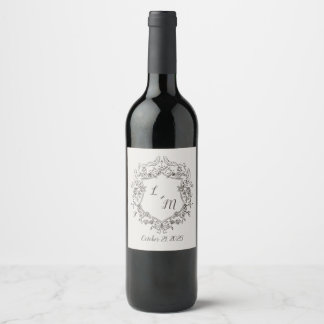 Elegant Whimsical Wedding Wine Label