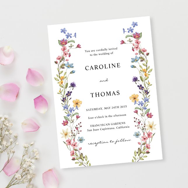 Elegant Whimsical Wildflower Garden Wedding Invitation (Creator Uploaded)
