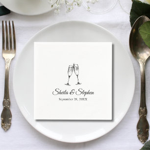Elegant Whimsical Wine Glasses Cocktail Wedding Napkins