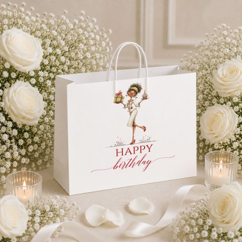 Elegant Whimsical Woman Deep Red Script gift bag