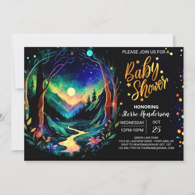 Elegant Whimsical Woodland Baby Shower Invitation (Front)