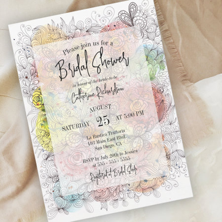 Elegant Whimsy Watercolor Floral Art Bridal Shower