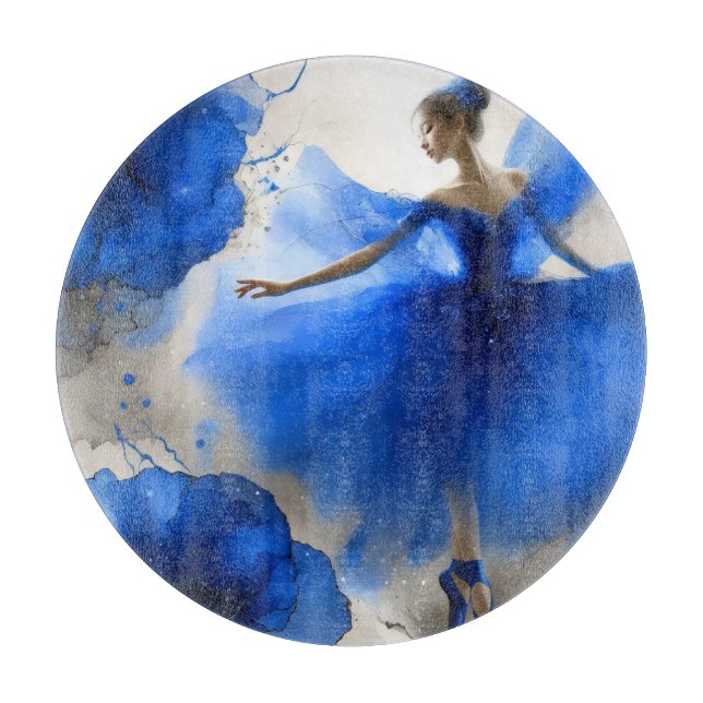 Elegant Whirl Ballet in Indigo blue Cutting Board (Front)