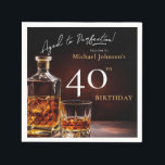 Elegant Whiskey Black Gold 40th Birthday Party Nap Napkins<br><div class="desc">Elegant Whiskey Black Gold 40th Birthday Party Napkins. Raise a toast to elegance with our milestone birthday invitation design, a perfect blend of sophistication and celebration. The black and gold accents set the stage for a classy affair, reminiscent of aged whiskey in its rich hues. This invitation exudes a timeless...</div>