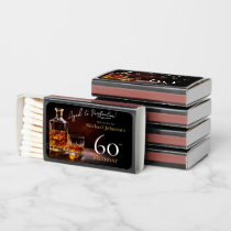 Elegant Whiskey Black Gold 60th Birthday Matchboxes