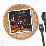 Elegant Whiskey Black Gold 60th Birthday Party Napkins<br><div class="desc">Elegant Whiskey Black Gold 60th Birthday Party Napkins. Raise a toast to elegance with our milestone birthday invitation design, a perfect blend of sophistication and celebration. The black and gold accents set the stage for a classy affair, reminiscent of aged whiskey in its rich hues. This invitation exudes a timeless...</div>