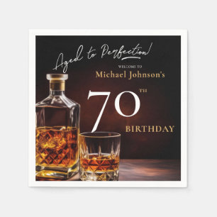 Elegant Whiskey Black Gold 70th Birthday Party Nap Napkins