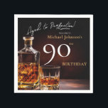 Elegant Whiskey Black Gold 90th Birthday Party Nap Napkins<br><div class="desc">Elegant Whiskey Black Gold 90th Birthday Party Napkins. Raise a toast to elegance with our milestone birthday invitation design, a perfect blend of sophistication and celebration. The black and gold accents set the stage for a classy affair, reminiscent of aged whiskey in its rich hues. This invitation exudes a timeless...</div>