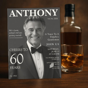 Elegant Whiskey-Themed 60th Birthday Photo Invitation
