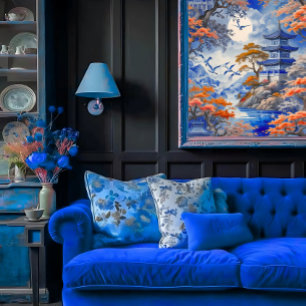 Elegant Whispers of Cobalt Blue Oriental Decoupage Tissue Paper