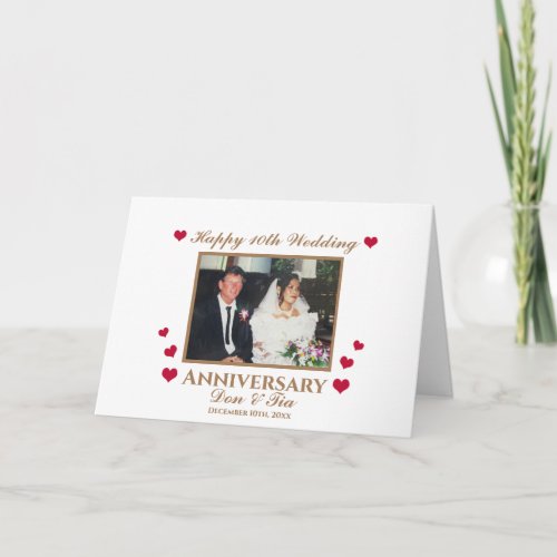 Elegant White 10th Wedding Anniversary Custom  Card