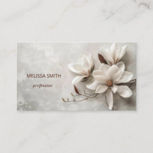 Elegant White 3D Magnolia Business Card