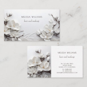 Elegant White 3D Magnolia Business Card
