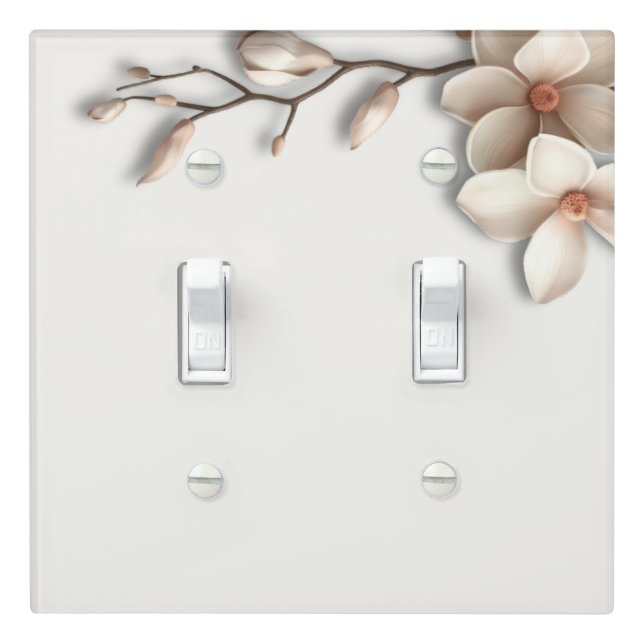 Elegant White 3D Magnolia Flower Minimalist Light Switch Cover (In Situ)