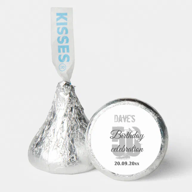 Elegant White 50th Any Birthday Party Hershey®'s Kisses® | Zazzle