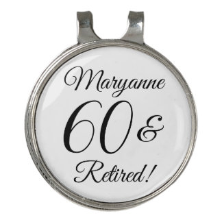 Elegant White 60 & Retired Retirement Party Golf Hat Clip