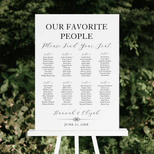 Elegant White 8 Tables Wedding Seating Chart Foam Board