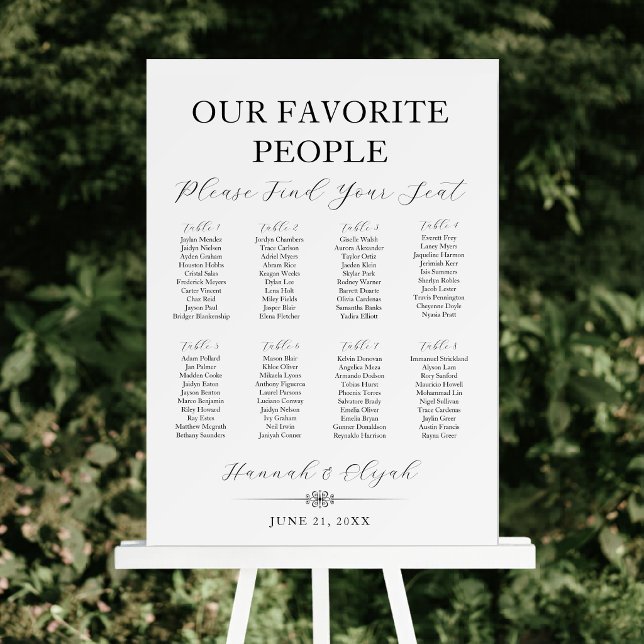 Elegant White 8 Tables Wedding Seating Chart Foam Board (Elegant White 8 Tables Wedding Seating Chart Foam Board
)