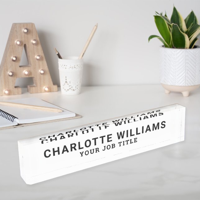 Elegant White Acrylic Office Employee Desk Name Plate (Creator Uploaded)