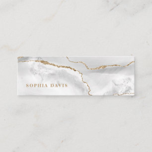 Elegant White Agate with Faux Gold Mini Business Card