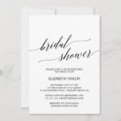 Elegant White and Black Calligraphy Bridal Shower Invitation (Front)