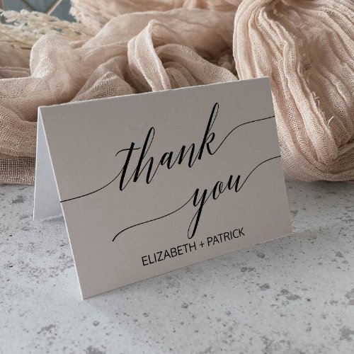 Elegant White and Black Calligraphy Thank You Card