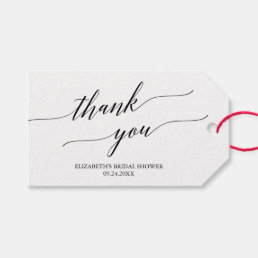 Elegant White and Black Calligraphy Thank You Gift Tags