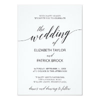 Elegant White and Black Calligraphy Wedding Invitation