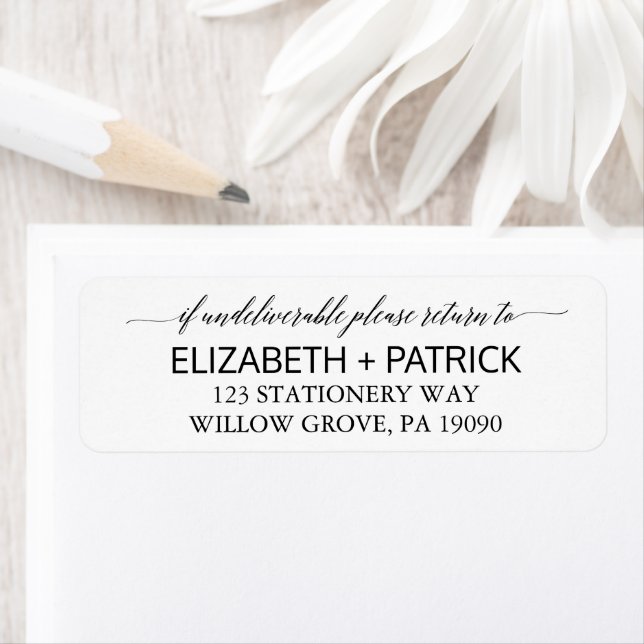 Elegant White and Black Calligraphy Wedding Label (Insitu)